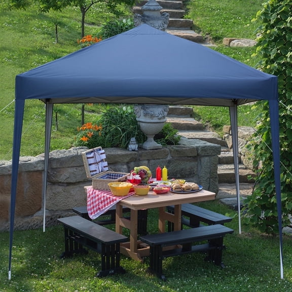 Topcobe 10' x 10' Outdoor Portable Right-Angle Folding Canopy, Instant Party Tent Patio Canopys with 4 Sidewalls, Blue