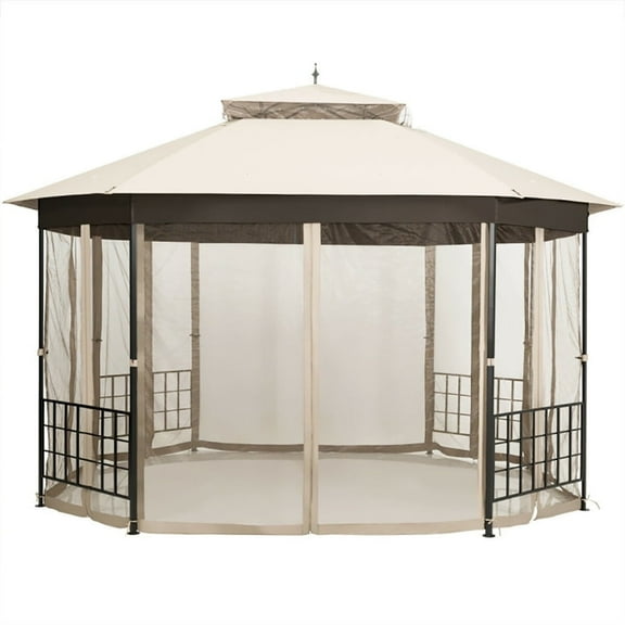 Topcobe 10' x 12' Octagonal Patio Patio Canopy, Backyard Canopy Patio Canopy, Beige