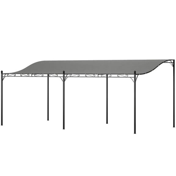 Topcobe 10' x 20' Wall-Mounted Outdoor Pergola Canopy, Metal Patio Canopy with Drainage Holes for Backyard, Garden, Tents for Parties, Outdoor Canopy, Shade Canopy, Patio Canopy, Dark Gray