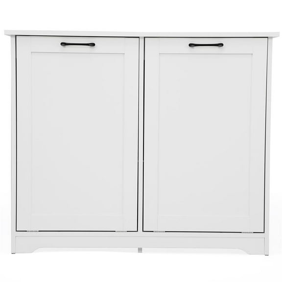 Topcobe 13 Gallon Kitchen Trash Can, Laundry Hamper Cabinet with Handles and Deodorizer Device, White, Indoor Furniture for Living Room Bedroom