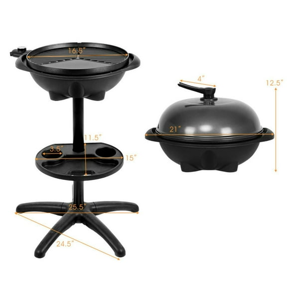 Topcobe 1350 W Outdoor Electric BBQ Grill with Removable Stand Easy to Install, Cooking Space for Backyard, Patio and Parties-Black