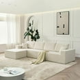 thumbnail image 1 of Topcobe 139.3" Luxe Modular Sofa Section, Effortless Boneless Couch, Ottoman & Pillow Set, Ideal Living & Bedroom Space, Beige Comfort, 1 of 12
