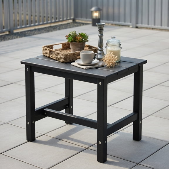 Topcobe 14 Inch Square Weather-Resistant Side Table, Outdoor Patio Furniture, Black