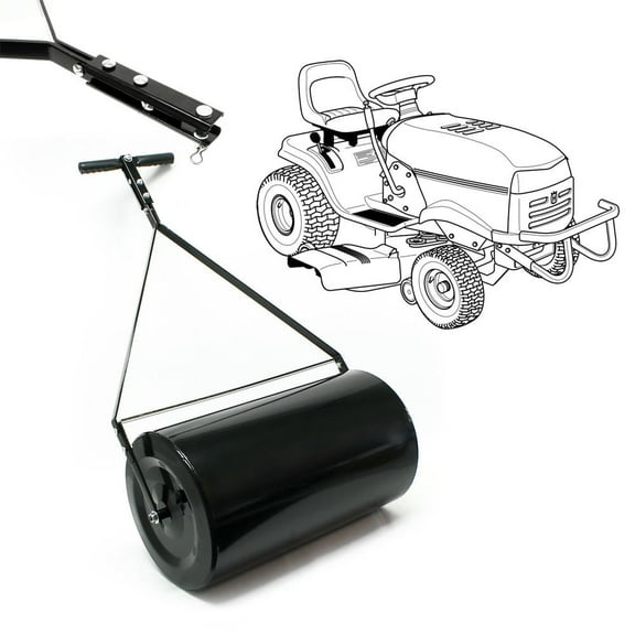 Topcobe 14" x 24" Combination Push/Tow Poly Lawn Roller with Easy-Turn Tethered Plug for Yard, Lawn, 60L/16 Gallon