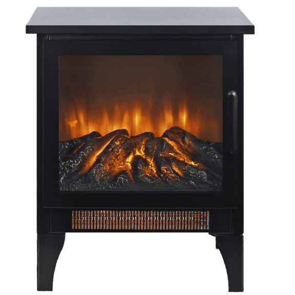Topcobe 15" Freestanding Electric Fireplace Stove Heater with 3D Flame Effect, Infrared Fireplace Heater for Indoor, Fireplace Console for Living Room