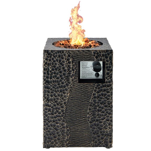 Topcobe 16 Feet Square Outdoor Propane Fire Pit with Lava Rocks Waterproof Cover 30 000 BTU for Camping, Fire Pits & Outdoor Fireplaces, Backyard Furniture, Black