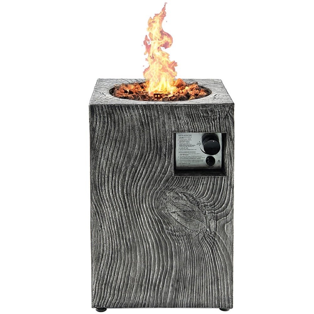 Topcobe 16 Feet Square Outdoor Propane Fire Pit with Lava Rocks Waterproof Cover 30 000 BTU for Camping, Fire Pits & Outdoor Fireplaces, Backyard Furniture, Gray