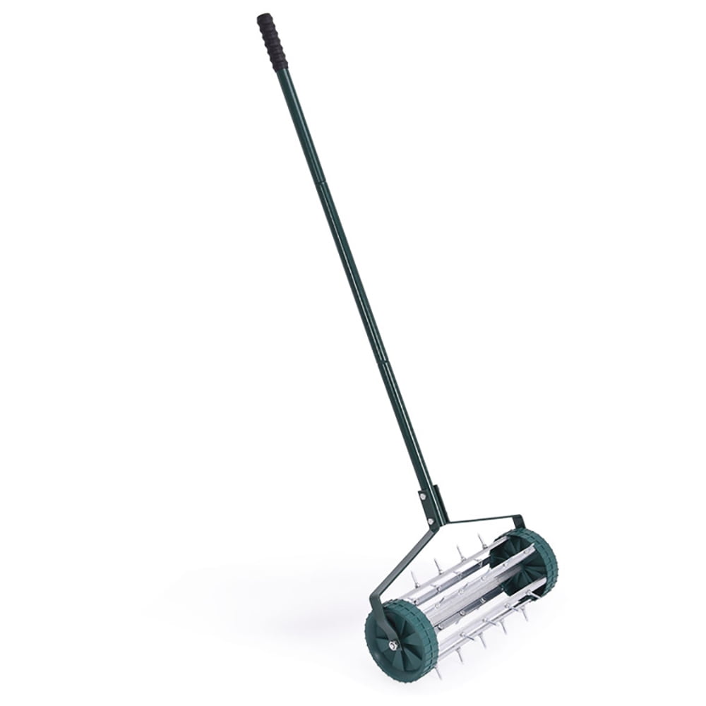 Topcobe 18 Inch Rolling Lawn Aerator with Anti-slip Handle and Tine Spikes, Grass Aerator, Yard Roller
