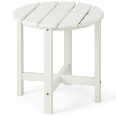 Topcobe 18 Inch Round Weather-Resistant Adirondack Side Table, Outdoor Patio Furniture-White
