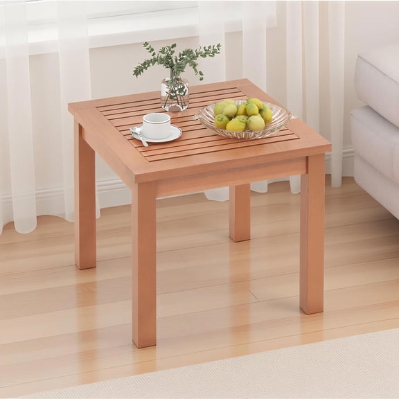 Topcobe 18 Inch Square End Outdoor Adirondack Side Table with Slatted Tabletop, Outdoor Patio Furniture