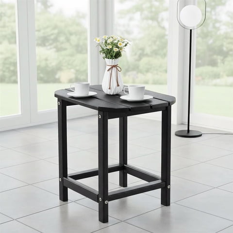Topcobe 18 Inch Weather Resistant Side Table for Garden Yard Patio, Outdoor Patio Furniture, Black