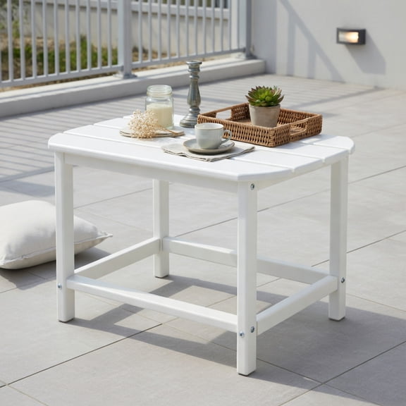 Topcobe 18 Inch Weather Resistant Side Table for Garden Yard Patio, Outdoor Patio Furniture, White