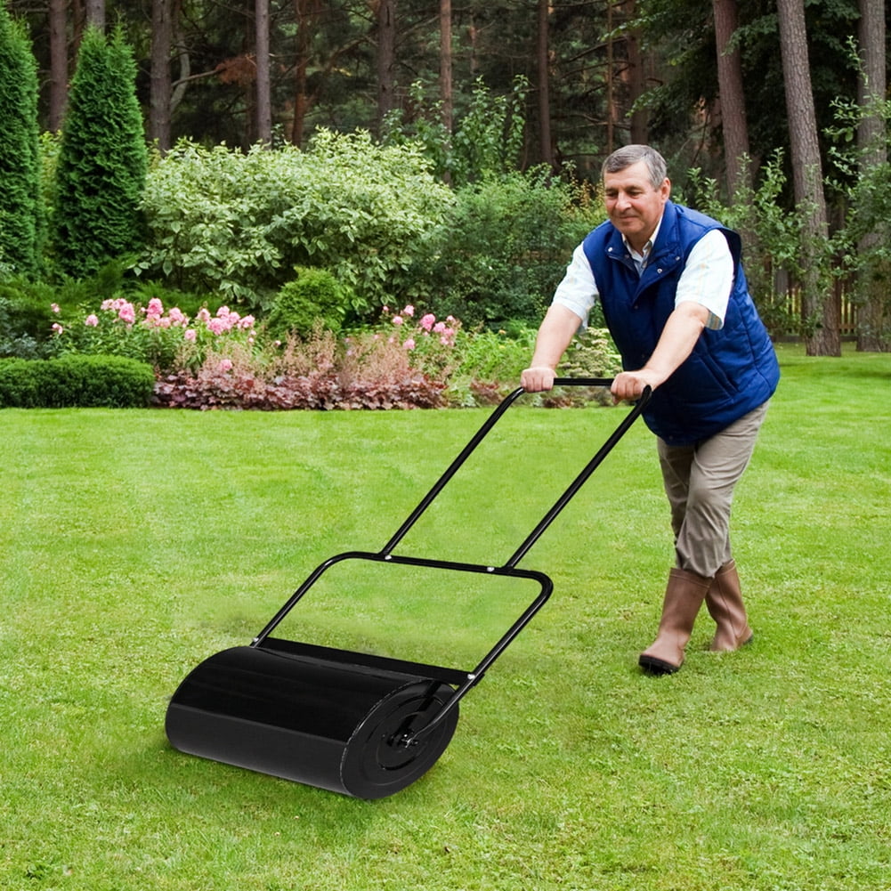 Topcobe 19.5" Poly Push Tow Lawn Roller for Planting, Seeding, Black Topcobe 19.5" Poly Push Tow Lawn Roller for Planting, Seeding, Black