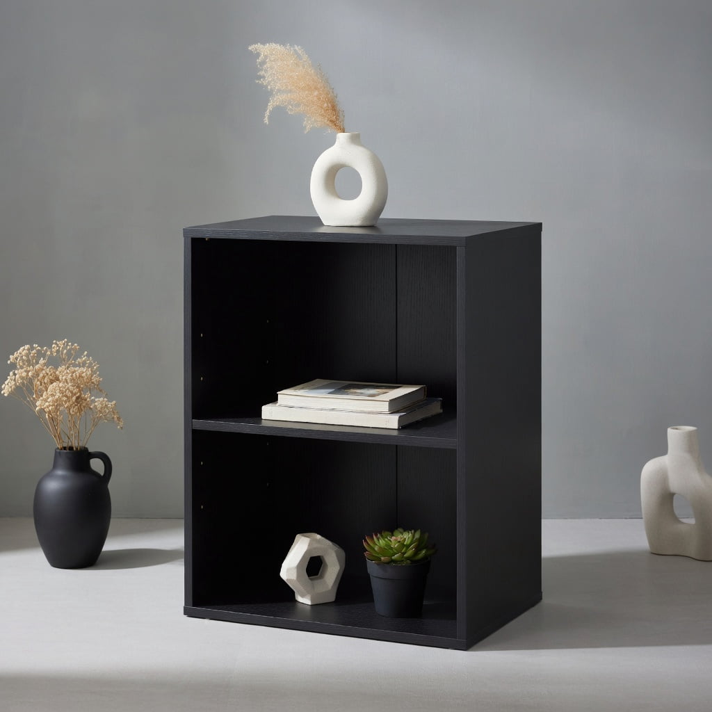 Topcobe 2-Cube Bookcase Floor Standing Open Bookshelf with 5-Position Adjustable Shelf, Corner Bookshelf, Storage Shelf, Book Organizer-Black