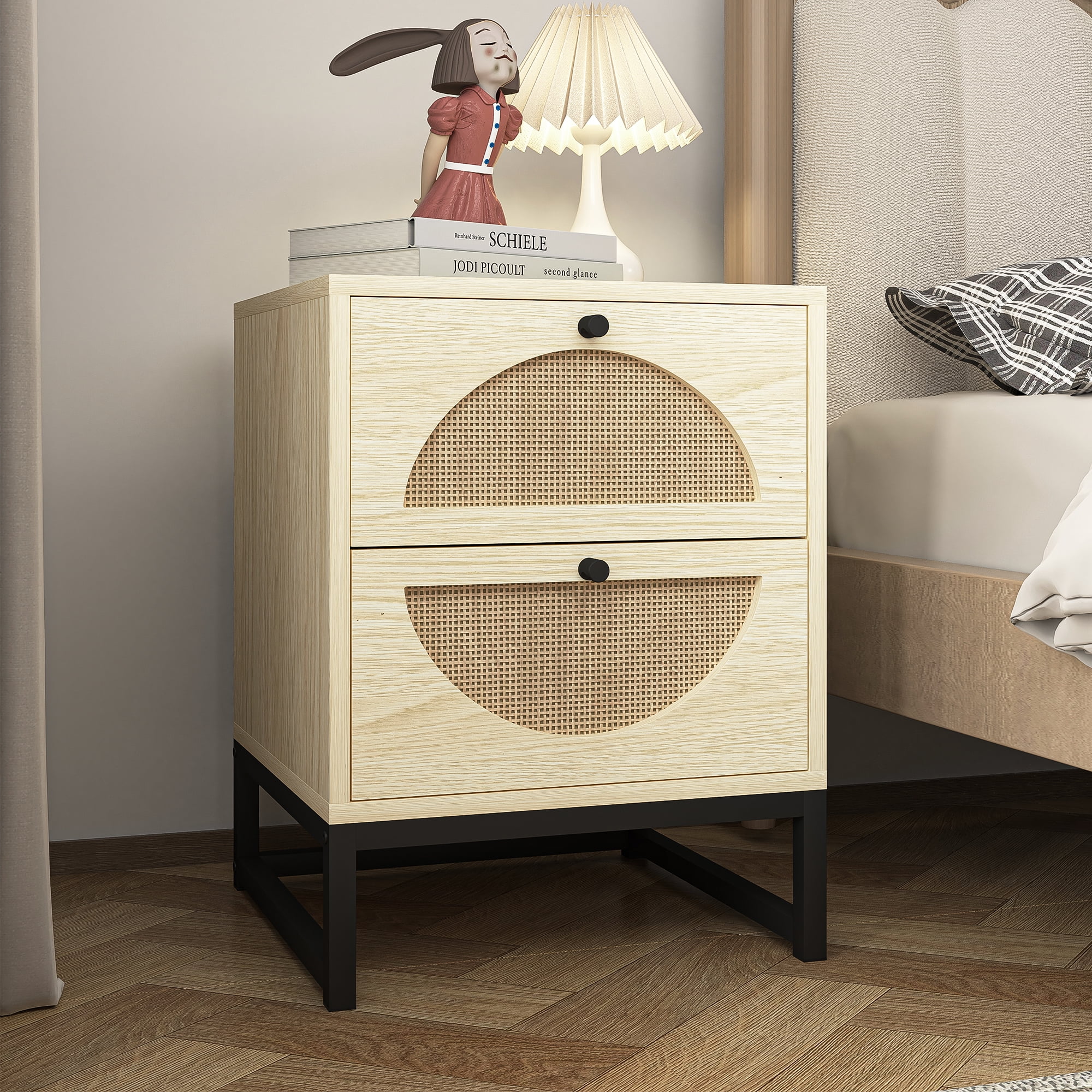Topcobe 2 - Drawer Accent Table, Modern Wooden Nightstand for Bedroom Office Home, Light Brown Topcobe 2 - Drawer Accent Table, Modern Wooden Nightstand for Bedroom Office Home, Light Brown