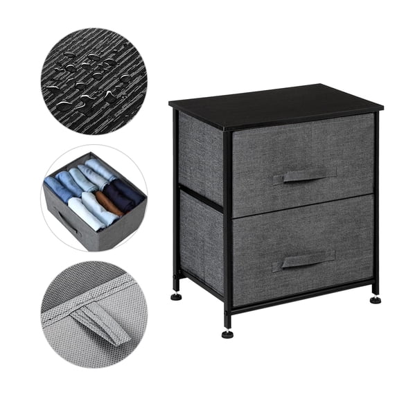Topcobe 2 Drawers Night Stand, Double Layer End Table Storage Tower For Bedroom, Hallway