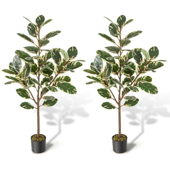 Topcobe 2 Pack 4.3 Feet Tall Artificial Bird of Paradise Plant Fake Banana Leaf Green, Artificial Trees for Home Decor Indoor Outdoor