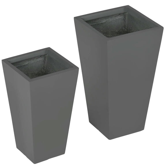 Topcobe 2-Pack Outdoor Planter Set, Flower Pots with Drainage Holes, Durable & Stackable Plant Pot, 22in & 18in, for Porch, Entryway, Patio, Yard, Garden, Outdoor Garden Box, Gray