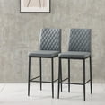 thumbnail image 1 of Topcobe 2 Pcs Fireproof Leather Diamond Grid Pattern Bar Chairs, Set of 2 Modern Bar Height Bar Stools with Back & Metal Legs, Dark Gray, 1 of 14