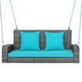thumbnail image 1 of Topcobe 2-Person Patio PE Wicker Hanging Porch Swing Bench Chair Cushion 800 Pounds, Outdoor Patio Furniture, Turquoise, 1 of 8