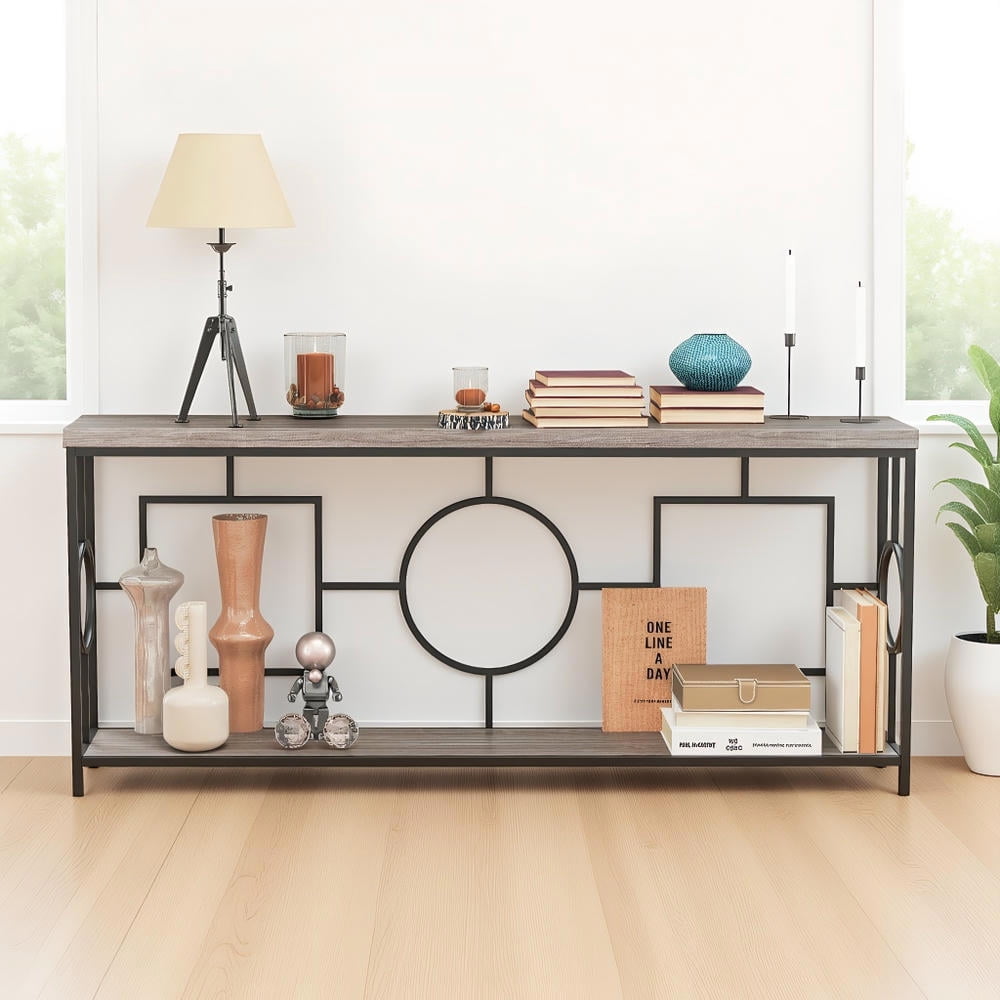 Topcobe 2-Tier Faux Marble Top Console Table with Storage Shelf for ...