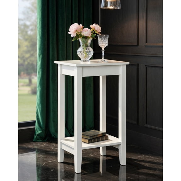 Topcobe 2-Tier Nightstand End Side Wooden Legs Table for Bedroom, Sofa Table Side Table for Living Room & Bedroom, White