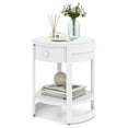 thumbnail image 1 of Topcobe 2-Tier Round End Table Mid Century Modern Nightstand, End Tables Living Room, Modern Furniture for Home-White, 1 of 7