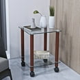 thumbnail image 1 of Topcobe 2-Tier Square Glass Side Table, Modern Rolling End Table with Storage Shelve for Living Room, Transparent, 1 of 12