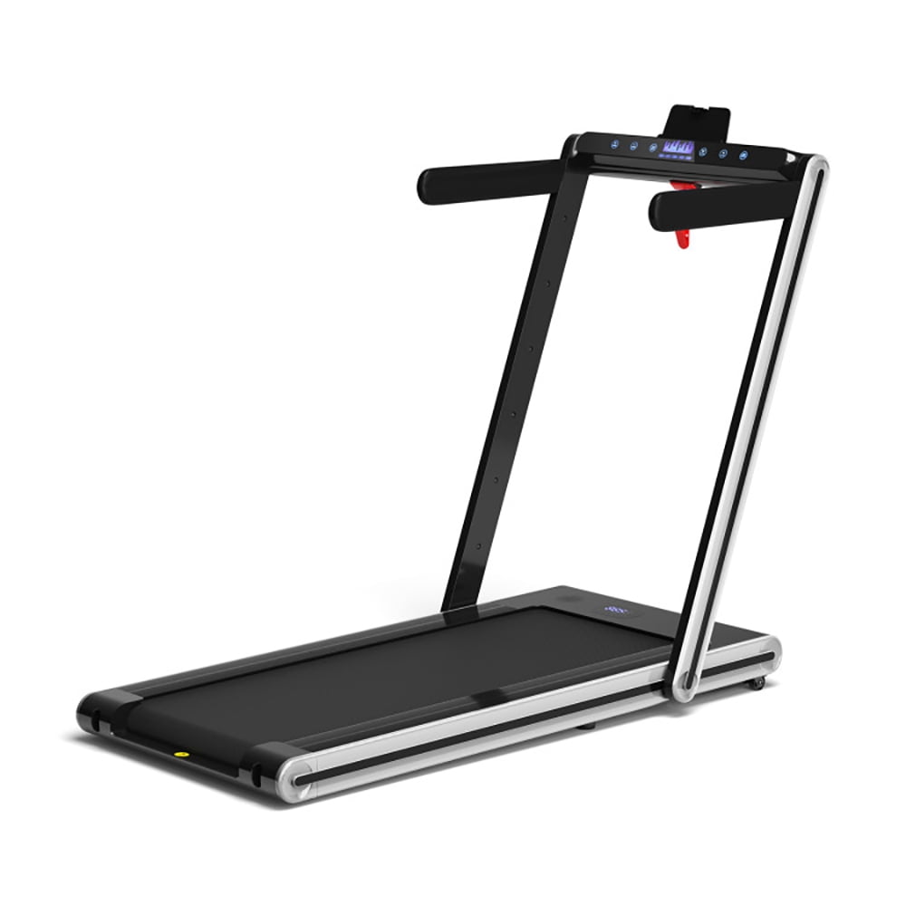 Topcobe 2-in-1 Folding Treadmill with Dual LED Display, Under Desk Walking Pad Treadmill, Walking Pad for Home, Silver