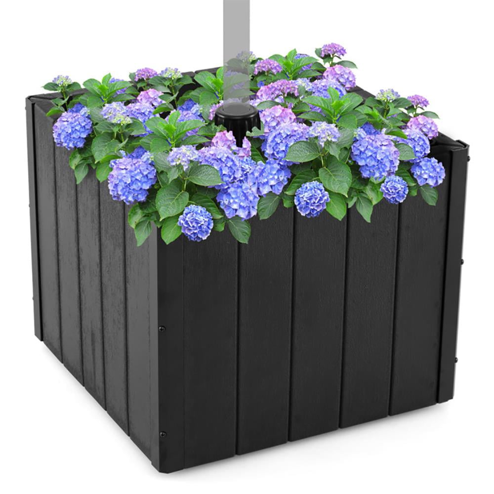 Topcobe 2-in-1 Outdoor Umbrella Base Planter Patio Umbrella Stand with Flower Box, Outdoor Umbrella Bases for Patio Backyard Garden Pool Deck-Black
