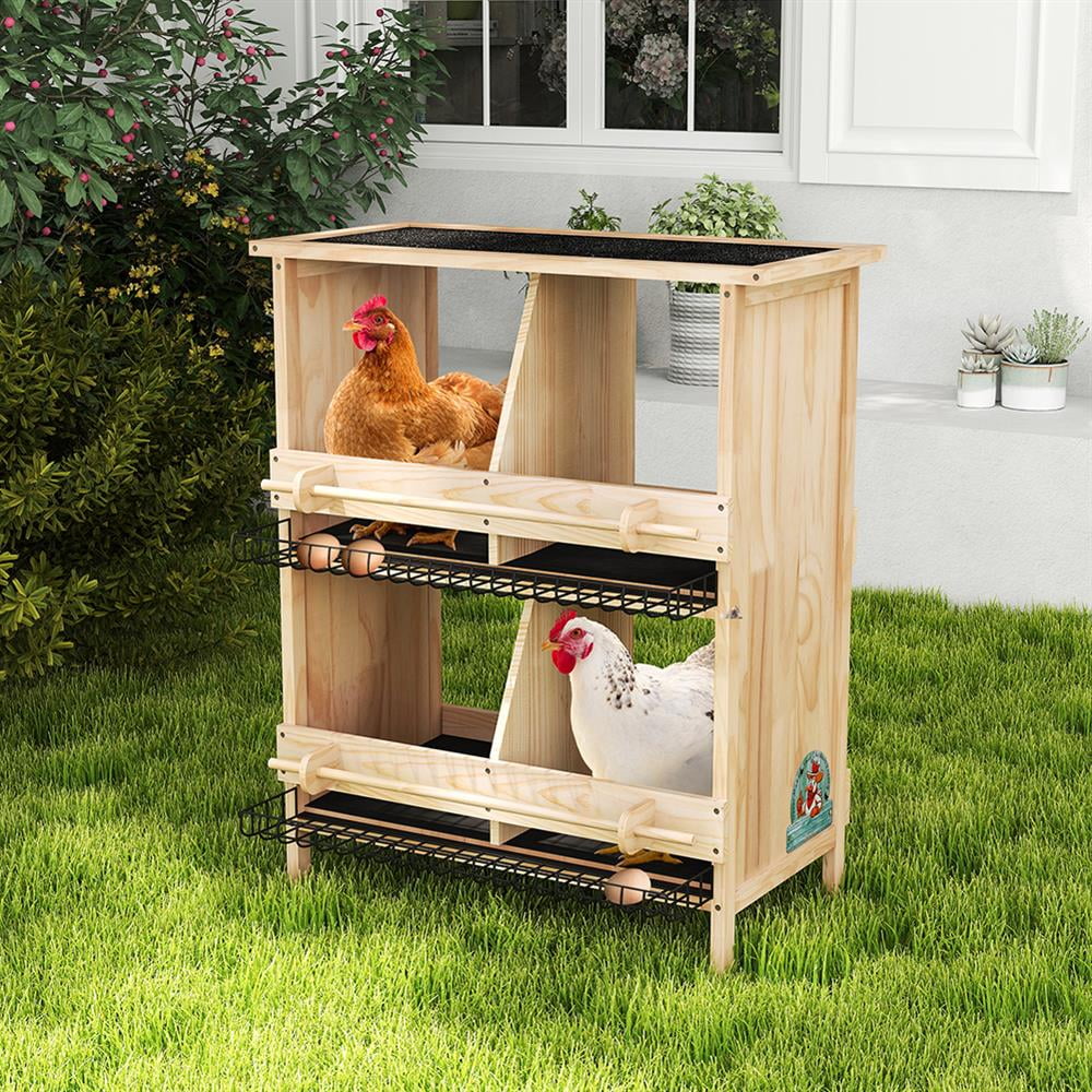 View of Topcobe 2-tier Chicken Coop with Nesting Boxes, Standing Poles ...
