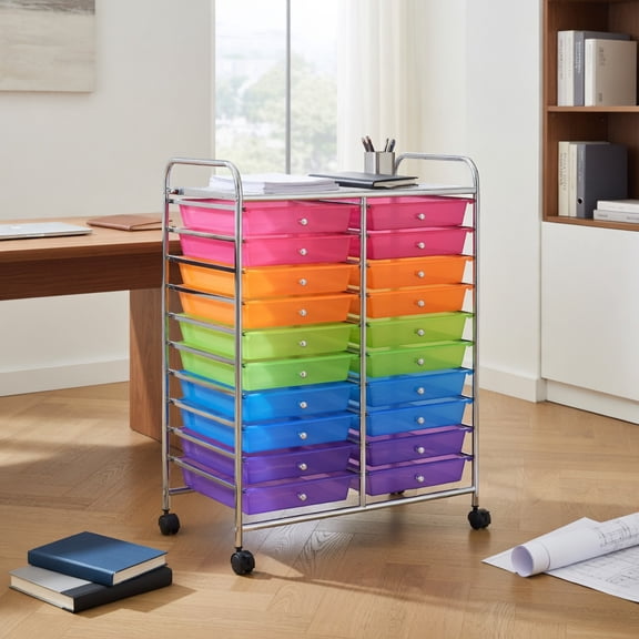 Topcobe 20 Drawers Storage Rolling Cart Studio Organizer, Rolling Carts with Wheels for Kitchen, Living Room