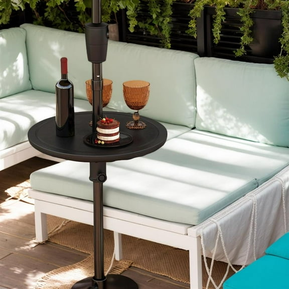 Topcobe 20" Outdoor Adjustable Umbrella Table with 1.5 Inches Umbrella Hole, Outdoor Furniture for Backyard, Garden