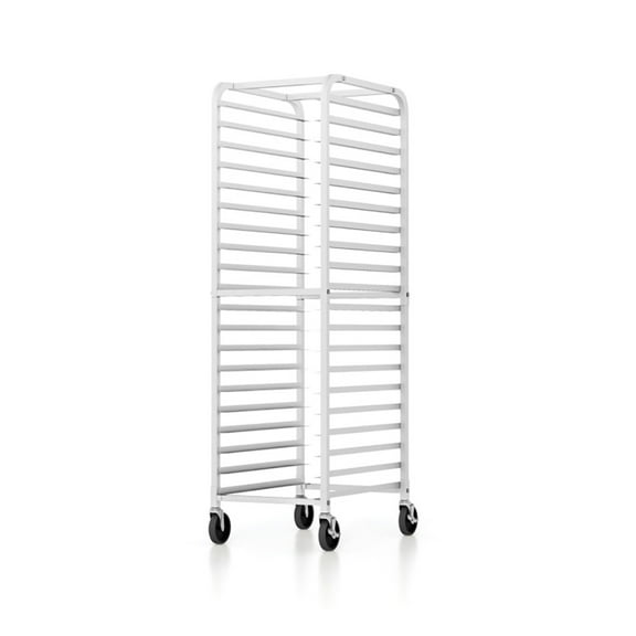 Topcobe 20-Tier Bun Pan Speed Rack with Lockable Rubber Wheels, Commercial Bun Pan Bakery Rack, Silver