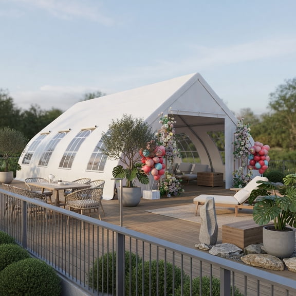 Topcobe 20 x 40 FT Peach Shaped Party Tent Wedding Canopy with Zipper Doors, Portable Canopy Tent for Patio/Outdoor/Wedding Parties and Events-White