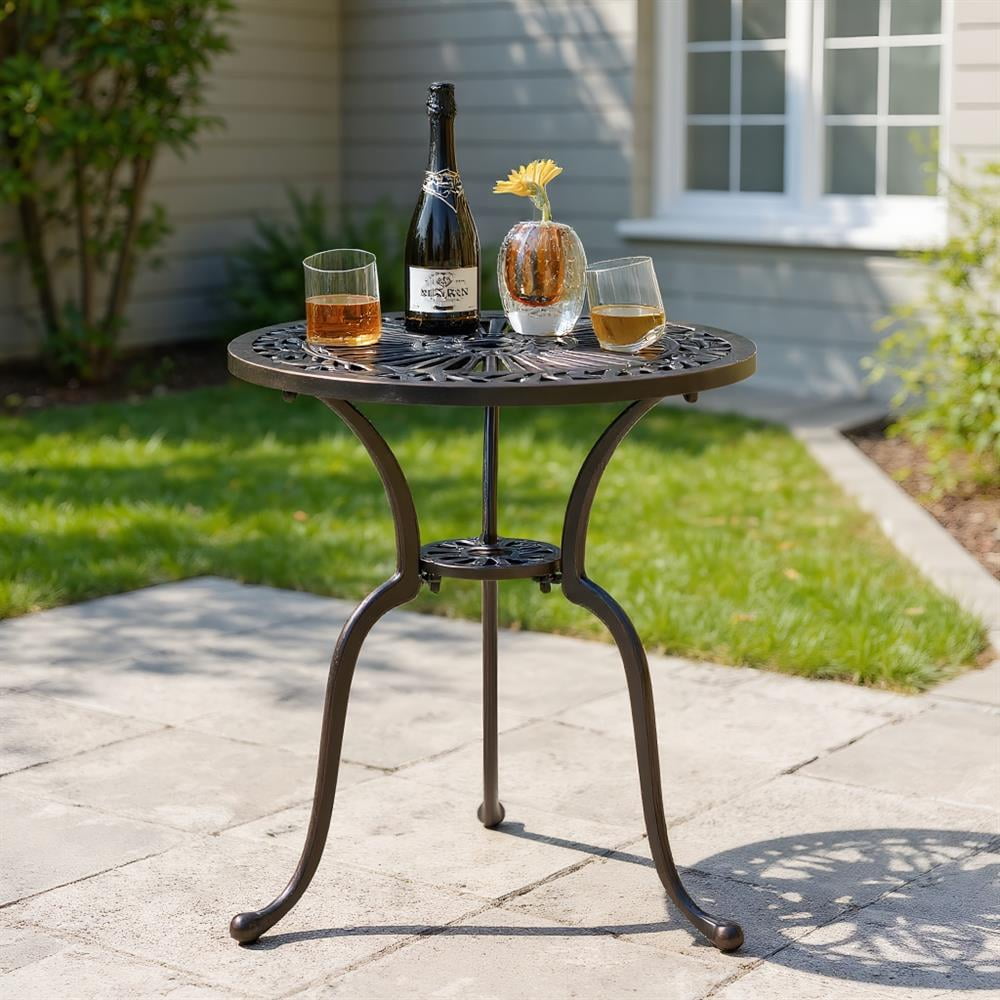 Topcobe 24 Inch Round Cast Aluminum Table Patio Dining Bistro