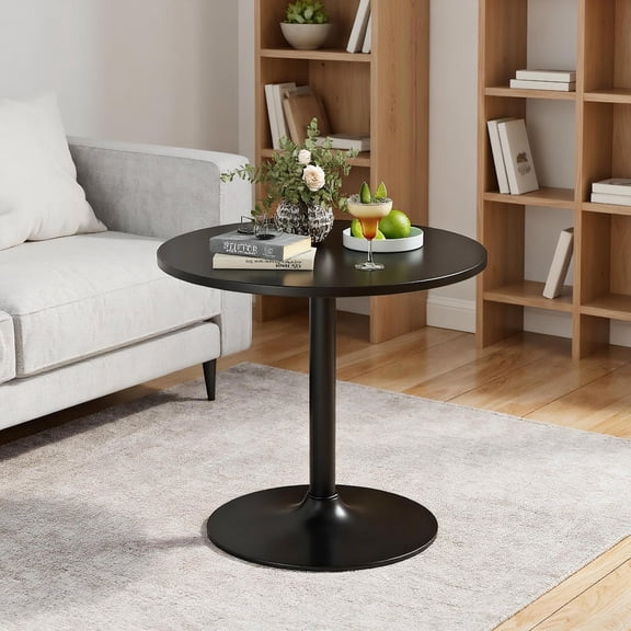 Topcobe 24" Modern Style Round Cocktail Table with Metal Base and MDF Top, Round Bar and Pub Table