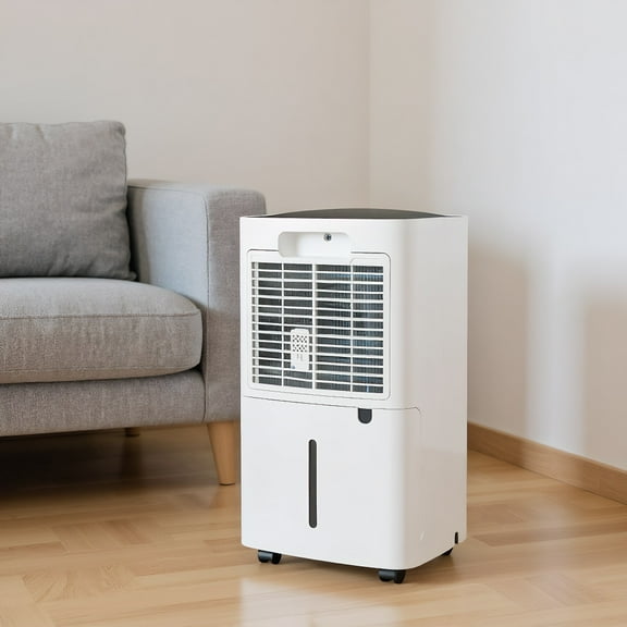 Topcobe 24 Pints 1500 Sq Ft Portable Dehumidifier for Medium To Large Spaces, Quiet Bladeless Floor Powerful Fan for Room Office, White