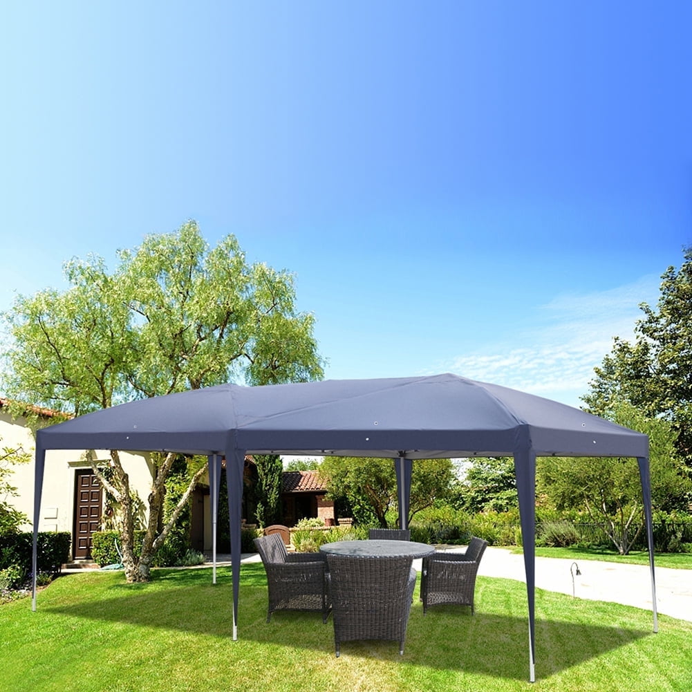 Topcobe 240"x120" Canopy Tent Awnings for Decks, Backyard Canopy Gazebo, Outdoor Patio Awnings for Party Camping BBQ Events, Easy Set Up, Waterproof, Blue