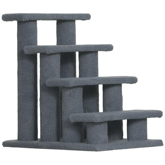 Topcobe 25" 4-Step Multi-Level Carpeted Cat Scratching Post Pet Stairs, Indoor Pet Steps & Furniture - Gray