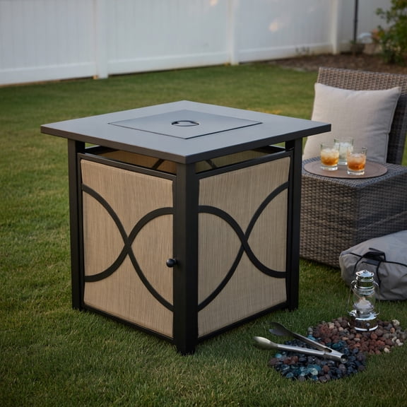 Topcobe 25" 40000 BTU Propane Fire Pit Table with Lid and Fire Glass, Fire Pits & Outdoor Fireplaces, Backyard Furniture