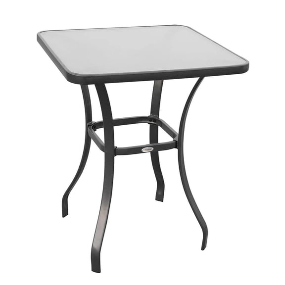 Topcobe 27" Square Bistro Table Garden Dining Table Outdoor Tempered Glass Table, Modern Furniture for Outdoor