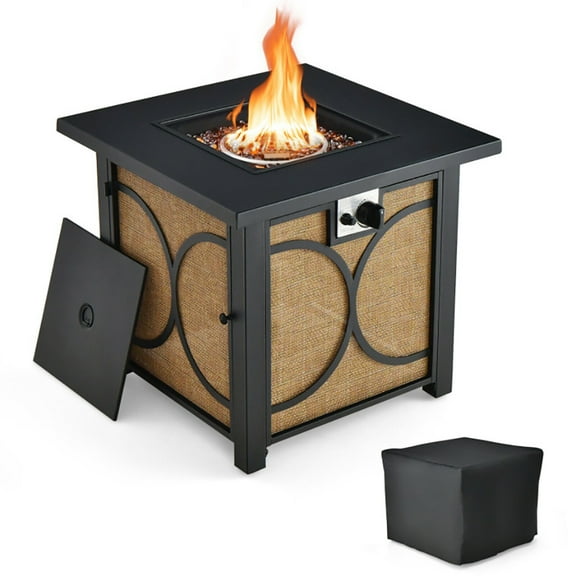 Topcobe 28" 50000 BTU Outdoor Square Fire Pit Table with Cover, Fire Pits & Outdoor Fireplaces, Backyard Furniture
