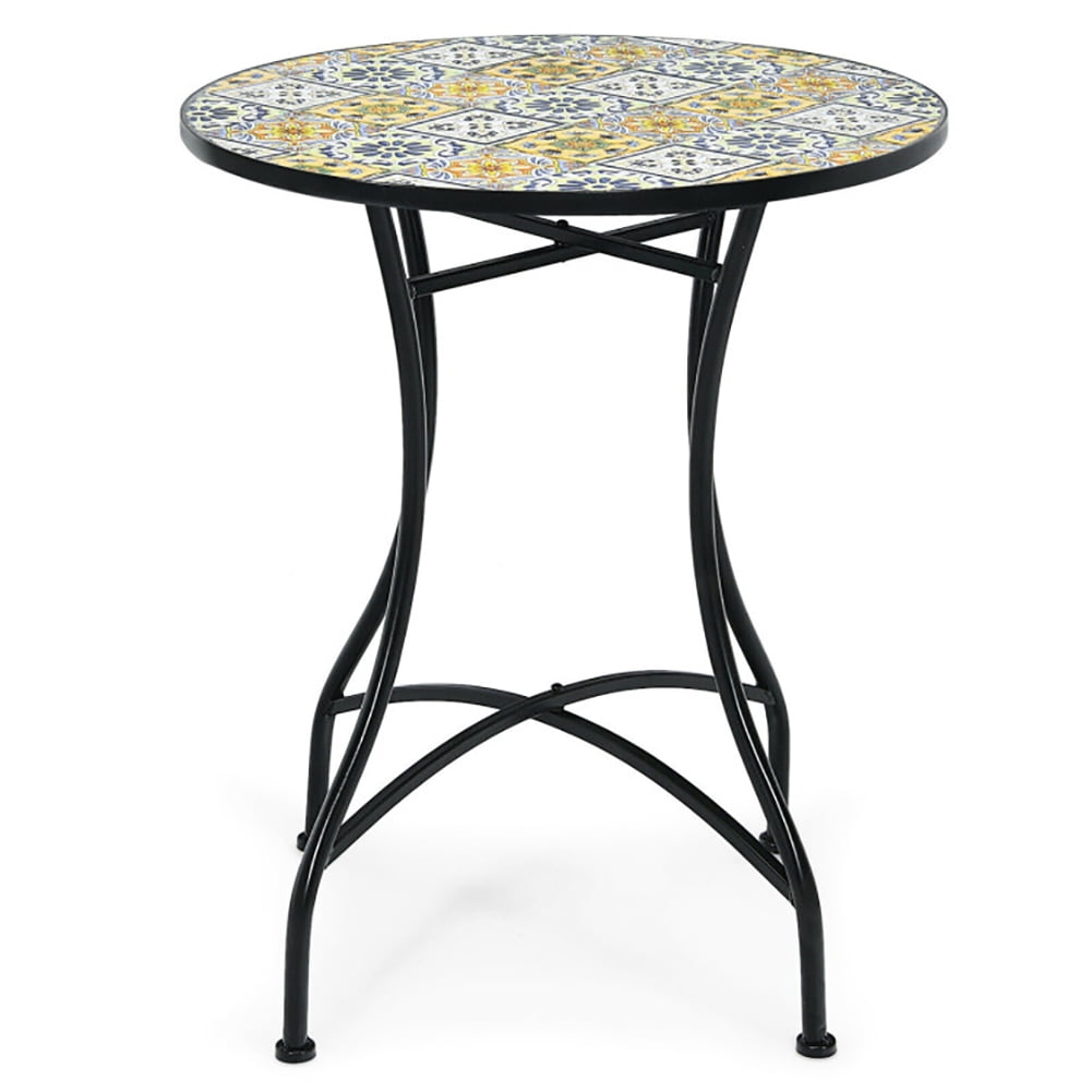 Topcobe 28 Inch Mosaic Round Table with Exquisite Floral Pattern, Outdoor Patio Furniture Topcobe 28 Inch Mosaic Round Table with Exquisite Floral Pattern, Outdoor Patio Furniture