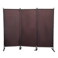 thumbnail image 1 of Topcobe 3-Panel Freestanding Privacy Screen for Study Balcony, 6 Ft Tall Modern Room Divider for Bedroom Living Room Dining Room, Portable Trifold Wall Divider for Home Office, Brown, 1 of 10