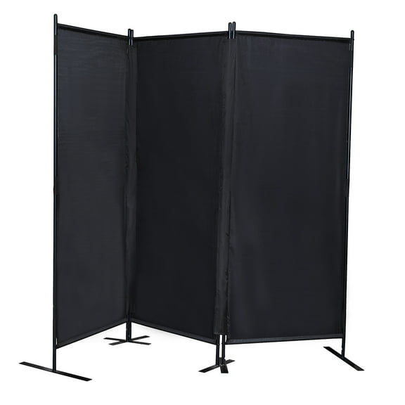 Topcobe 3-Panel Freestanding Privacy Screen for Study Balcony, 6 Ft Tall Modern Room Divider for Bedroom Living Room Dining Room, Portable Trifold Wall Divider for Home Office, Black