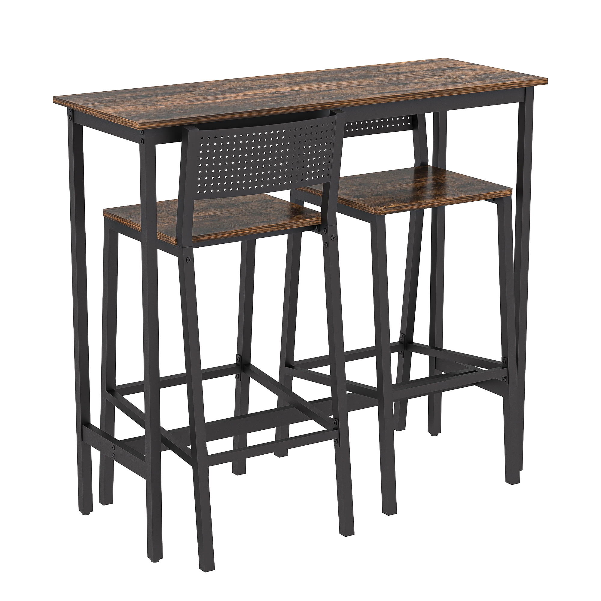 Topcobe 3 Piece Dining Table Set, Small Industrial Kitchen Table and 2 Chairs, Kitchen Breakfast Dining Table Set, Breakfast Table Set for Dining Room, Living Room, Apartment, Small Space, Brown Topcobe 3 Piece Dining Table Set, Small Industrial Kitchen Table and 2 Chairs, Kitchen Breakfast Dining Table Set, Breakfast Table Set for Dining Room, Living Room, Apartment, Small Space, Brown