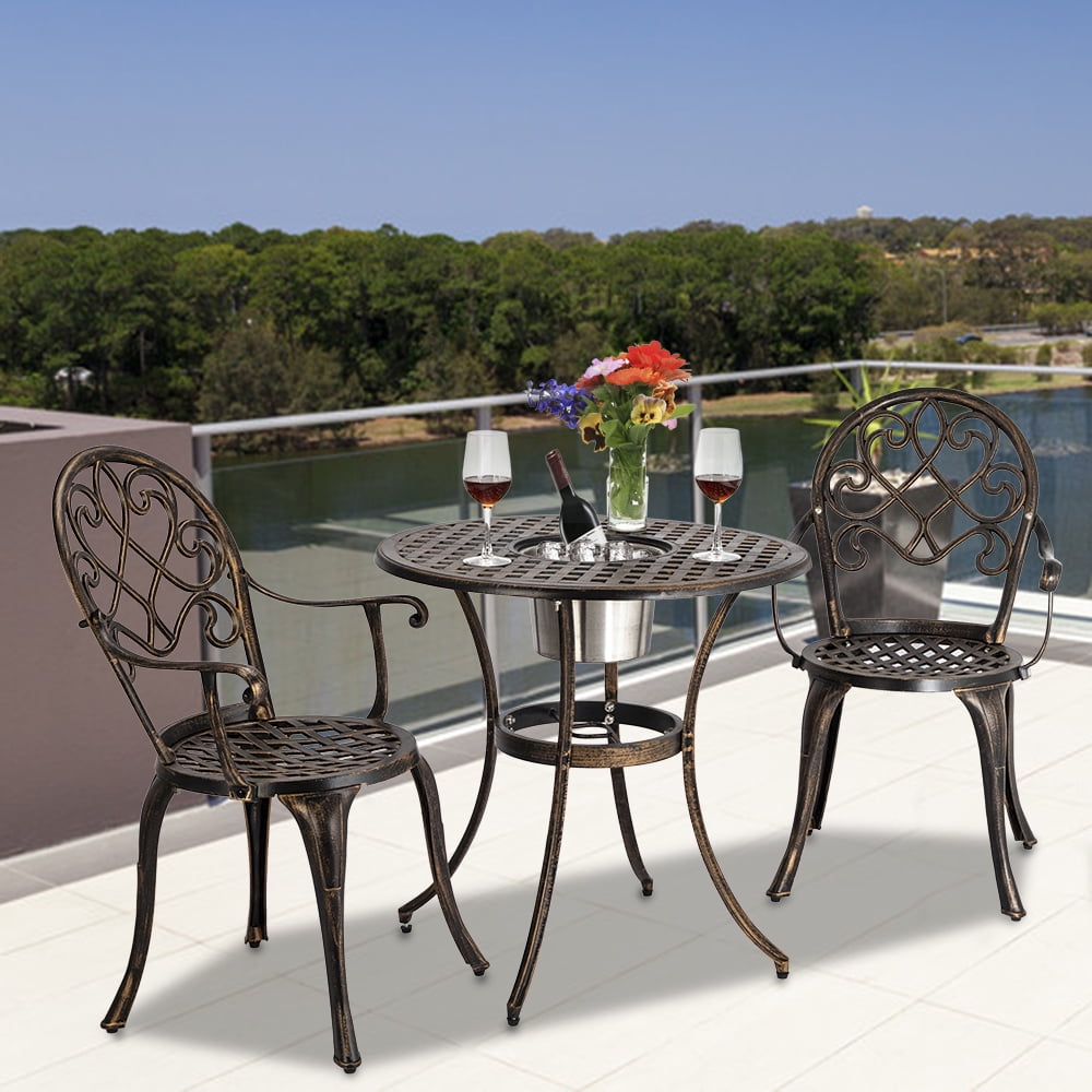 Topcobe 3-Piece Outdoor Bistro Set, Dining Table Set of Table and ...