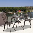 thumbnail image 1 of Topcobe 3-Piece Outdoor Bistro Set, Dining Table Set of Table and Chairs with Ice Bucket, European Style Cast Aluminum Outdoor Patio Furniture, Bronze, 1 of 7