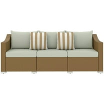 Topcobe 3-Piece Rattan Outdoor Sofa Set, Comfortable Patio Couch with 2 Pillow Inserts, Durable Wicker Sofa, Perfect for Garden or Deck, Light Gray